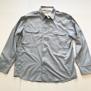 ROYAL ROBBINS Light Blue Button Up Long Sleeve Fishing Shirt Mens Large
